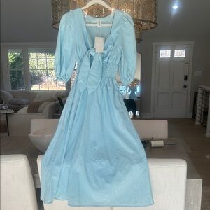 Commense Light Blue dress linen/cotton midi dress